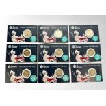 The Royal Mint Experience : Nine "I Struck This Coin" UK 50 p 2019 coins, all the same,