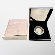 The Royal Mint : Alan Turing, 2022 UK 50 Pence Silver Proof Coin, with papers, boxed.