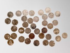 Thirty eight collectable 50p coins bearing interesting designs - Johnston's Dictionary, 1755,