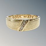 A gold plated silver ring
