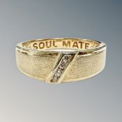 A gold plated silver ring