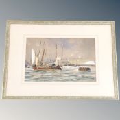 Thomas Bush Hardy : Fishing boats in choppy waters, watercolour, signed, dated 1894,