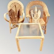 Two wicker chairs,