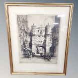 An Albany E Howarth antique monochrome engraving of York, in gilt frame and mount.