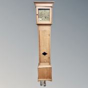 A 19th century oak longcase clock with brass dial, pendulum,