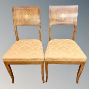A pair of 19th century inlaid mahogany dining chairs