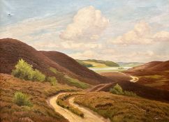 Continental school : Moorland landscape, oil on canvas, indistinctly signed,
