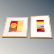 Two contemporary prints depicting sunsets indistinctly signed and numbered in pencil