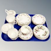A tray of twenty eight pieces of Staffordshire Wentworth fine bone china