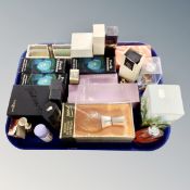 A tray of perfumes and fragrances