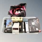 A box of electricals : video splitter, Philips 3D glasses,