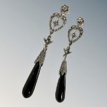 A pair of silver marcasite earrings