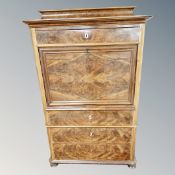 A 19th century Continental mahogany secretaire chest (af)