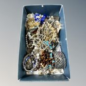 A box of assorted costume jewellery