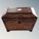 A Regency inlaid rosewood tea caddy (as found)