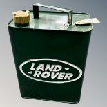 A "Land Rover" metal fuel can, with brass cap, height 33 cm.
