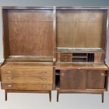 Two Scandinavian bow fronted bookcases