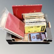 A box of painted metal ammunition tin, pocket books, science fiction, North East ephemera,