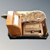 A box of contemporary jewellery box, wooden sign in the form of a key, artist's box,