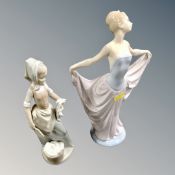 A Lladro figure of a ballerina and a Nao figure of a washer girl