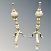 A pair of Victorian brass fire iron stands,