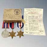 A WWII France and Germany Star, 1939-1945 Star and War Medal, in box of issue.