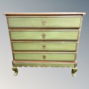 A 19th century Scandinavian painted pine chest of four drawers,