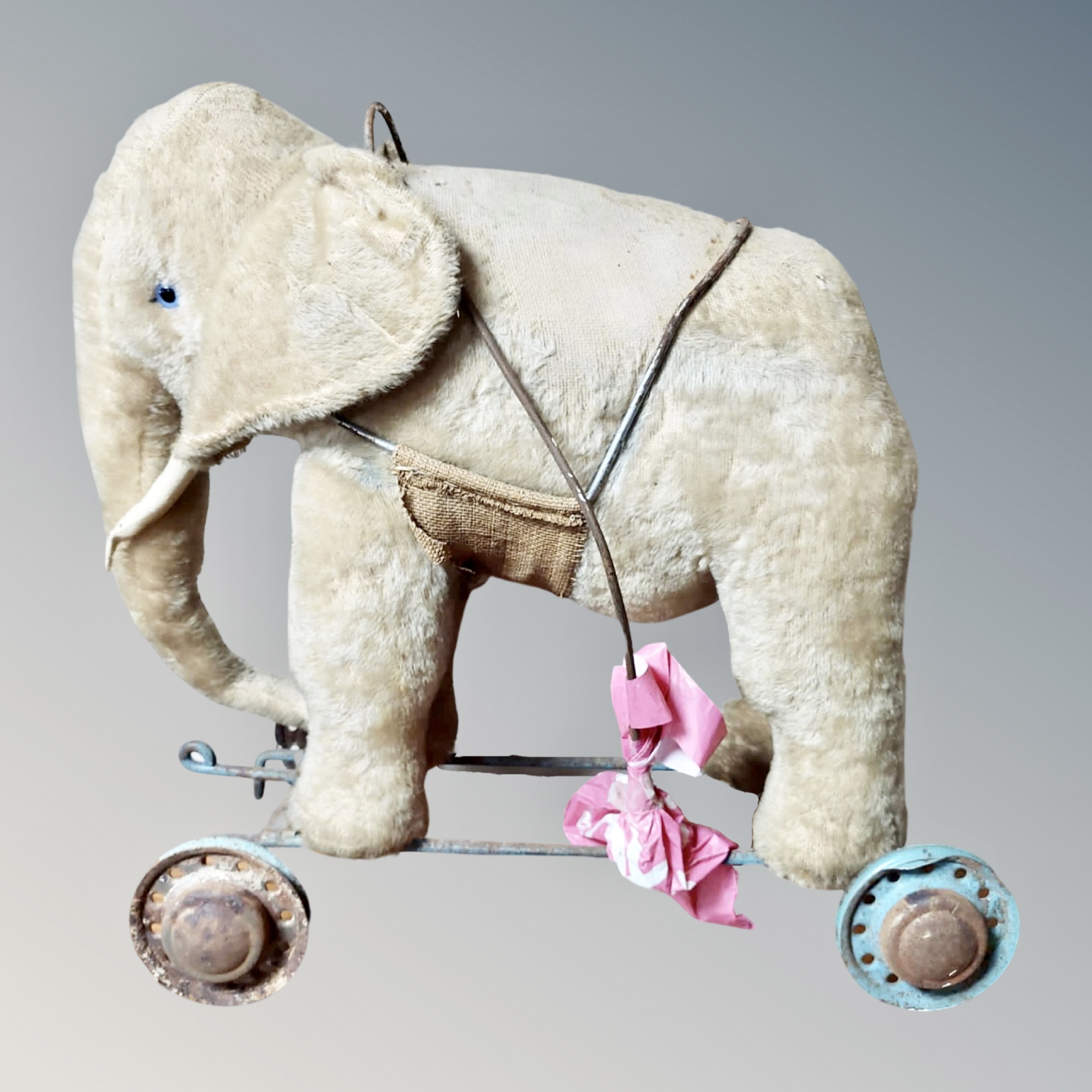 A mid century child's pull-along elephant