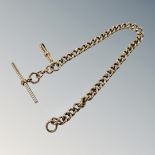 A 9ct gold Albert chain with T-bar CONDITION REPORT: 19.