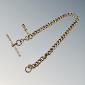 A 9ct gold Albert chain with T-bar CONDITION REPORT: 19.