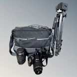 A camera bag of Nikon D3200 camera body with Nikon AF-S Nikkor 18-55mm lens,