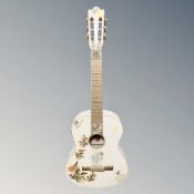 A decorative continental acoustic guitar