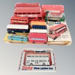 A tray of die cast buses including Dinky