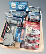 A tray of Corgi and James Bond Minichamps cars