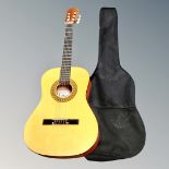 A Herald model HL34 acoustic guitar in carry bag