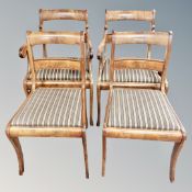 A set of four 19th century mahogany dining chairs in striped upholstery