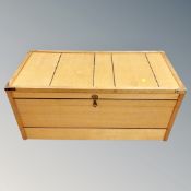 A brass mounted oak blanket box,