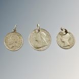 Three old silver coins