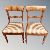 A pair of 19th century mahogany dining chairs in striped upholstery