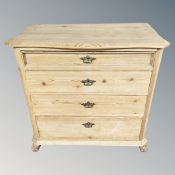 A 19th century pine chest of four drawers,