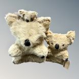 A large koala bear with "joey" soft toy height 41 cm, together with another smaller (2).