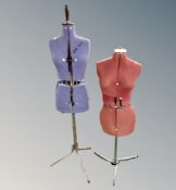 Two adjustable dress maker's mannequins