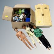 Three Cindy dolls, wardrobe,