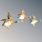 A graduated set of three Beswick flying ducks numbered 596/0,