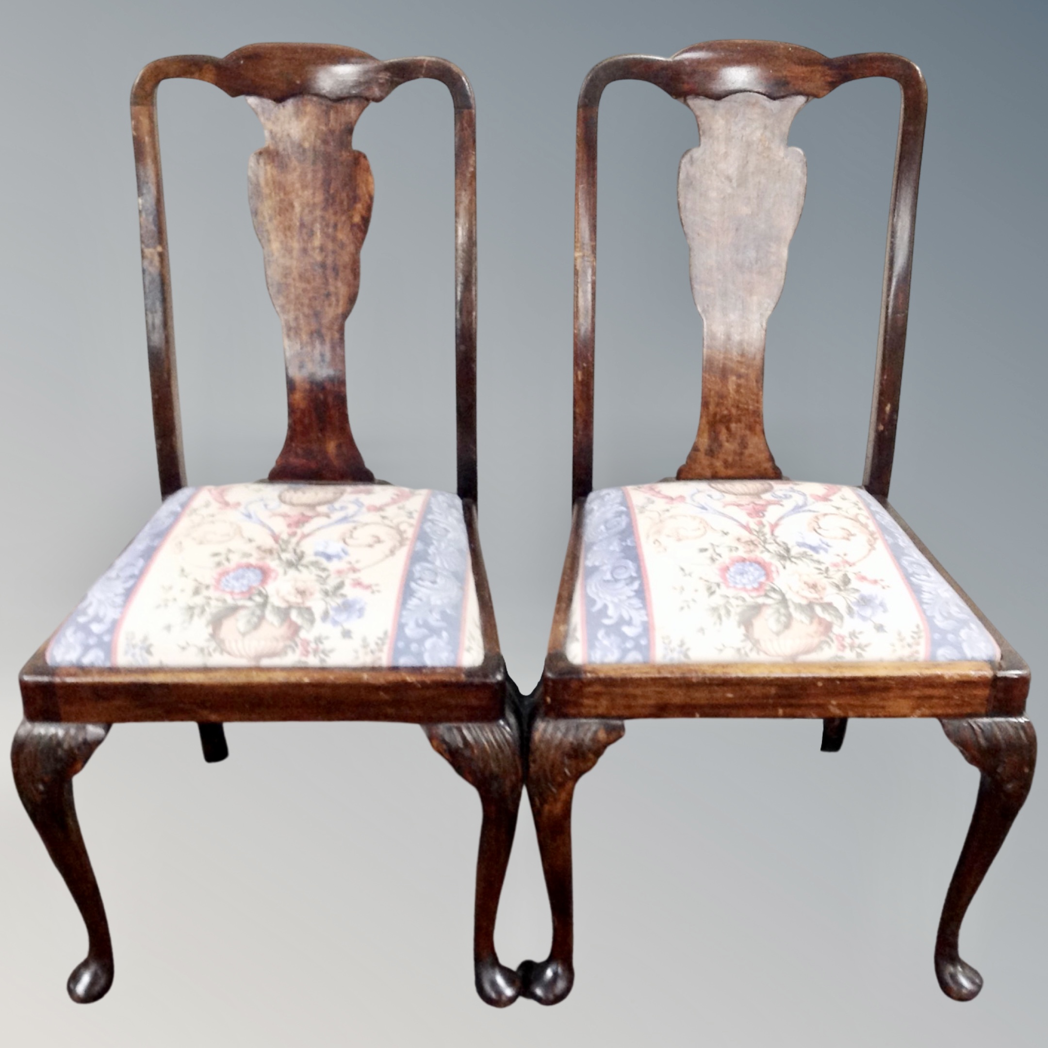 A set of four Edwardian Queen Anne style chairs and a further pair of chairs (6) - Image 2 of 2
