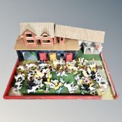 A mid century wooden farm stead play set,