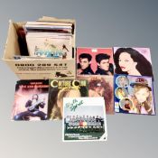 A box of vinyl LP records : Wham, Thin Lizzy, Culture Club,