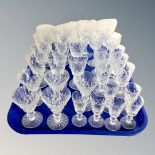 A tray of various crystal glasses