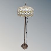 A contemporary Art Deco style standard lamp with leaded glass shade CONDITION REPORT: