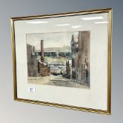 20th century English school : industrial landscape, watercolour, 28 cm x 22 cm.